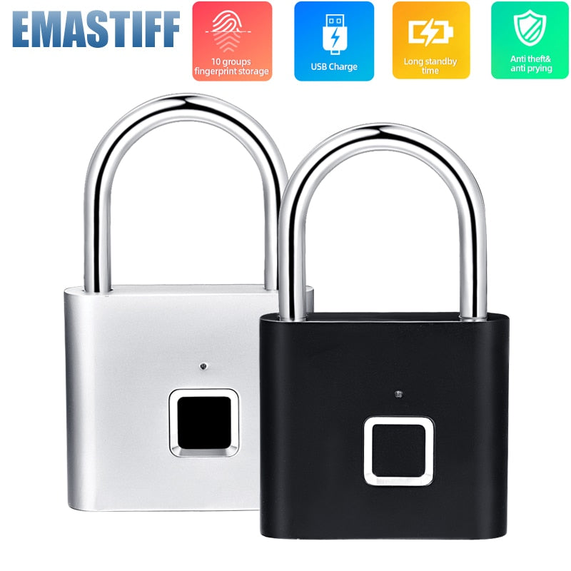 Cadeado USB recarregavel inteligente com impressão digital