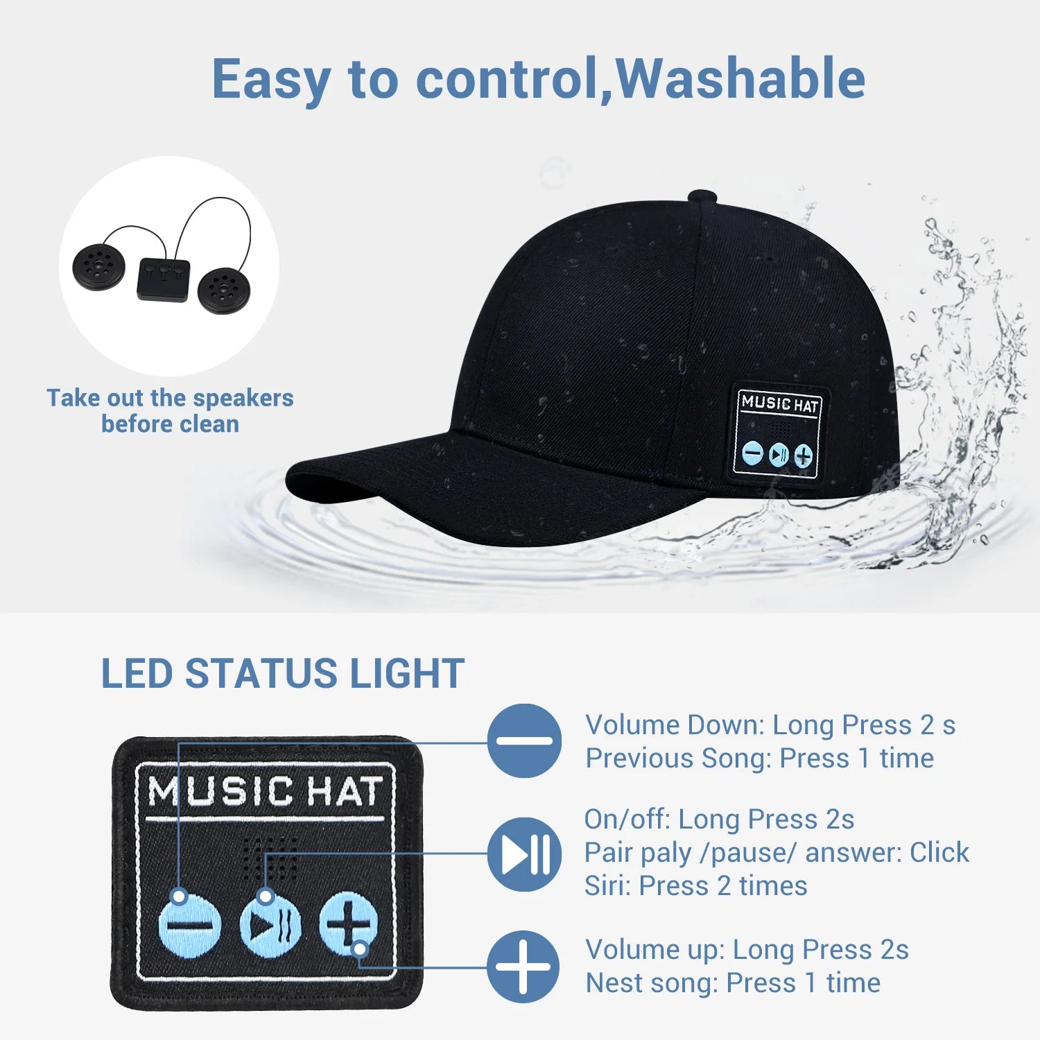 00 Boné Caixa de Som com Bluetooth
