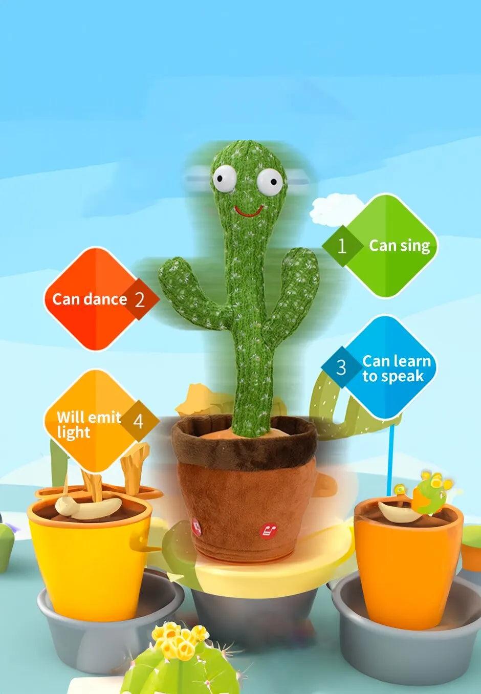 Cactus de Pelúcia Interativo